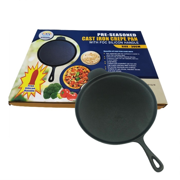 Buy PreSeasoned Cast Iron Crepe pan/Griddle Diameter 30 cm for Healthy